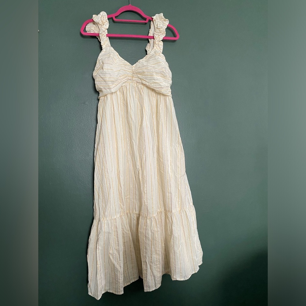 GAP- Match Baby dress sleeveless tiered metallic stripe cotton blend midi dress - Picture 4 of 16